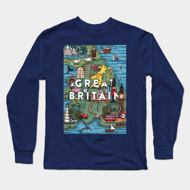 Great Britain most popular theme Long Sleeve T-Shirt by Mako Design 